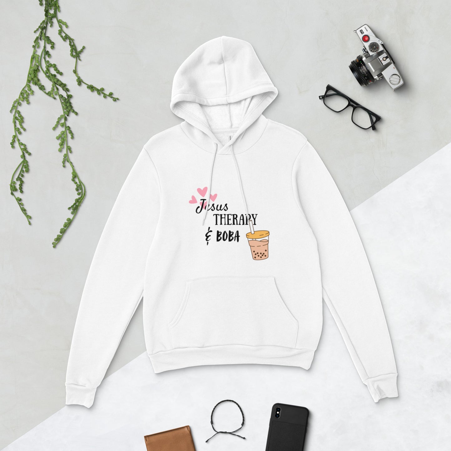 Jesus, Therapy, and Boba Hoodie comfy fits by summer