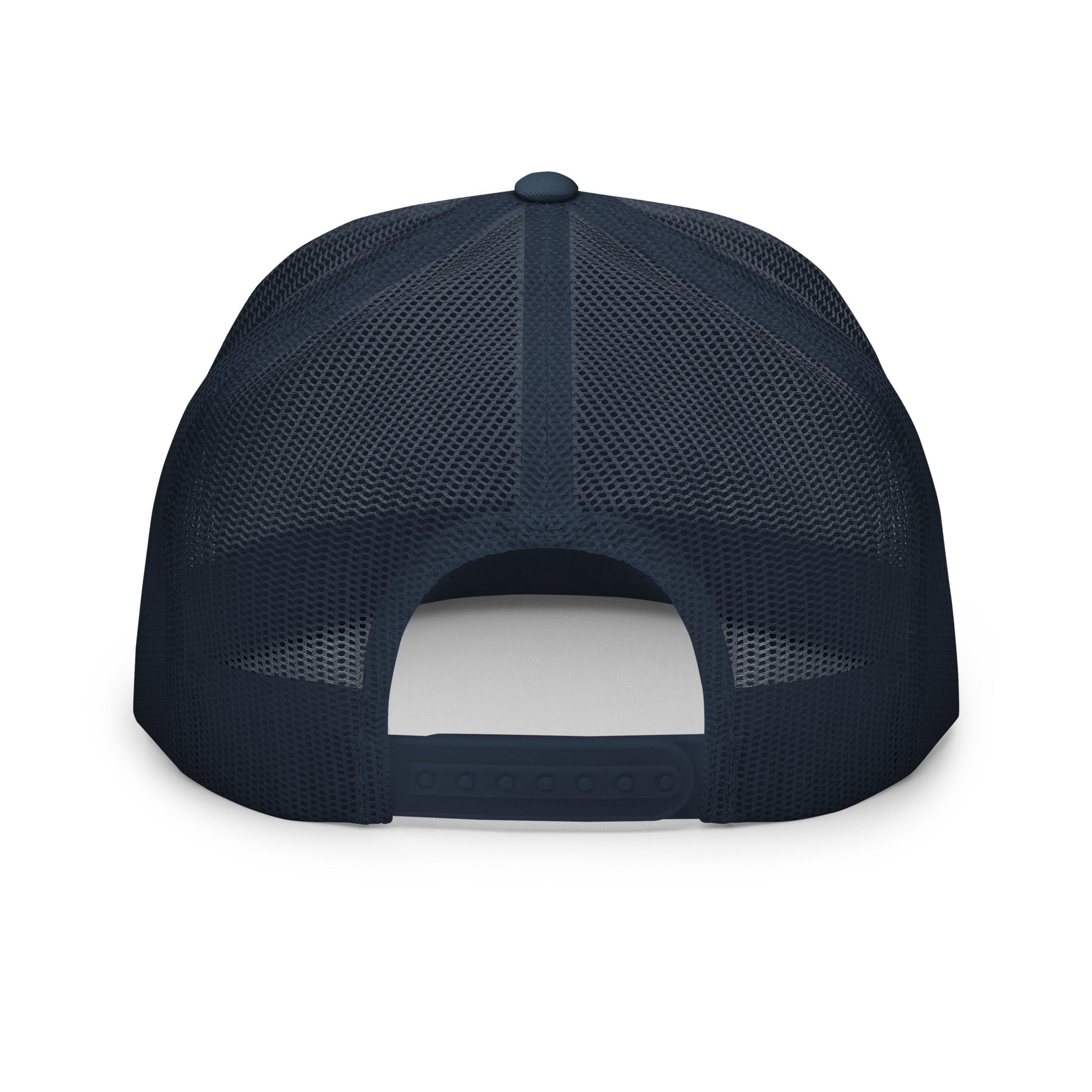 

 A trucker cap with a signature logo patch on the front panel.

