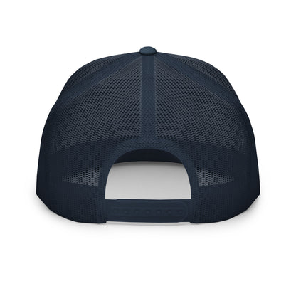 

 A trucker cap with a signature logo patch on the front panel.

